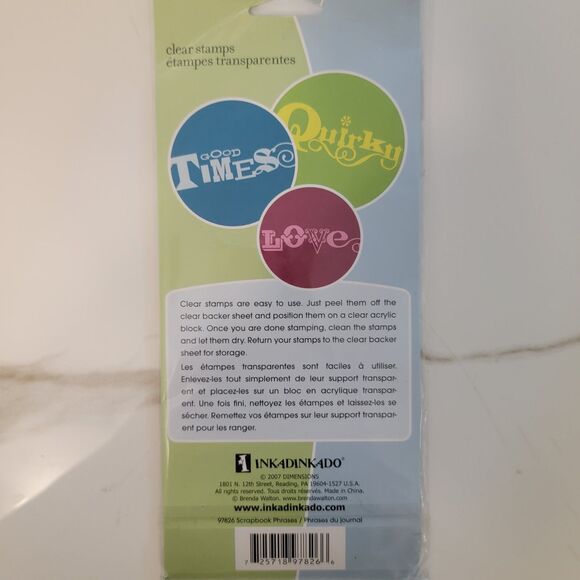 Inkadinkado SCRAPBOOK PHRASES #97826 Clear Cling Stamps Set of 6 NEW - Picture 2 of 5